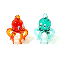 Cute Murano Glass Octopus Mini Figurine Pendant Aquarium Decor Hanging Sea Animal Ornament Female DIY Jewelry Making Accessories