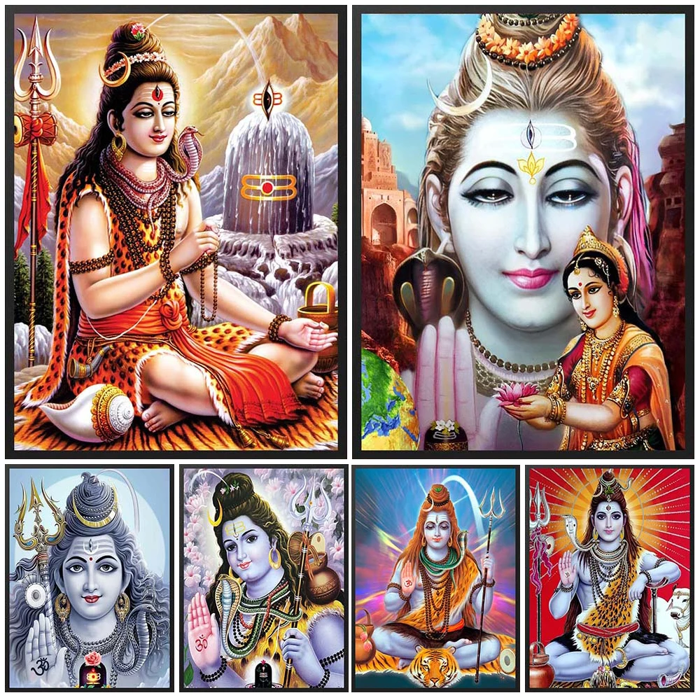 Shiva Yoga India Religion Hindu Mythology Posters Wall Pictures For Living Room Poster Wall Art Canvas Painting Unframed