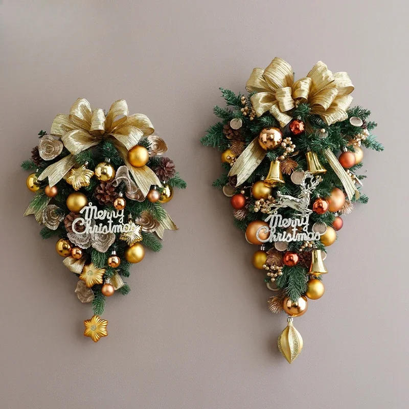 

Crystal flower water drop Christmas ring rattan upside down tree wall hanging Christm