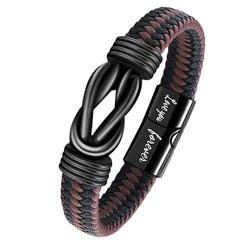 Men Leather Bracelets Birthday Gifts for Dad New Dad Daddy to Be Brother Boys Men Him on Christmas Valentines Day Father's Day