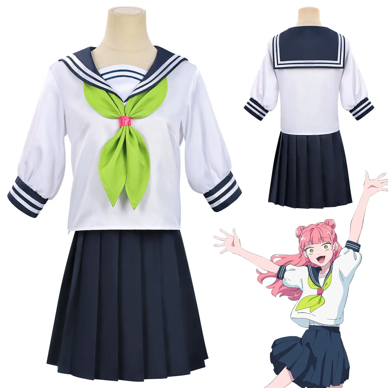 

You and I Are Polar Opposites Miyu Suzuki Cosplay Costume Jk Dress School Uniform Sailor Suit Wig Full Halloween Costume
