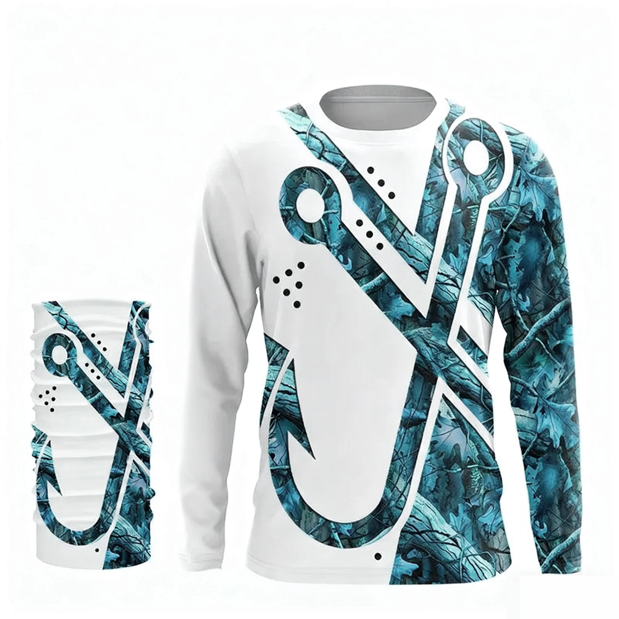 

Рыболовный крючок с круглым вырезом, рыболовный костюм с короткими рукавами, повседневный принт, дышащий, быстросохнущий, впитывающий пот, удобный для спортивной рыбалки