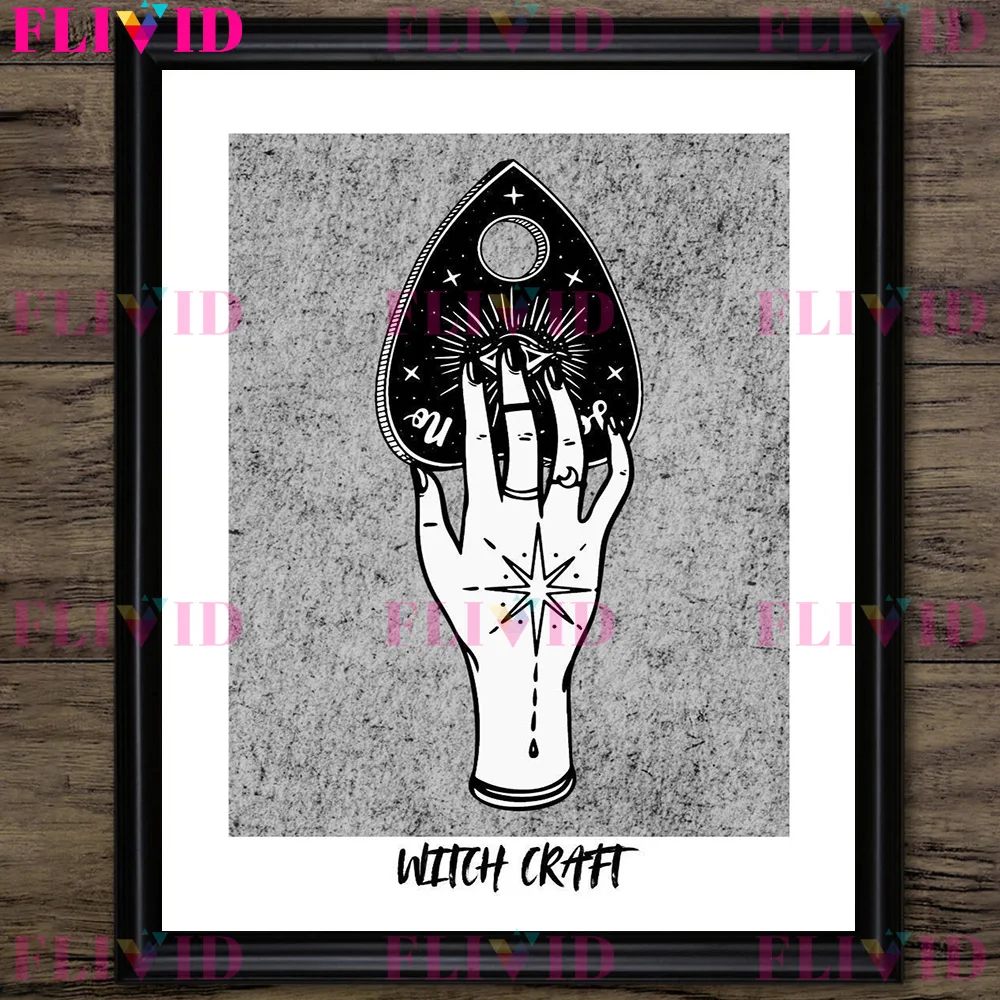Witchcraft Print Gift,Black Cat,Magic Potion,Magical Hands,Ouija Spirit Board,Tarot Card,Wall Art Canvas Painting,Home Decor