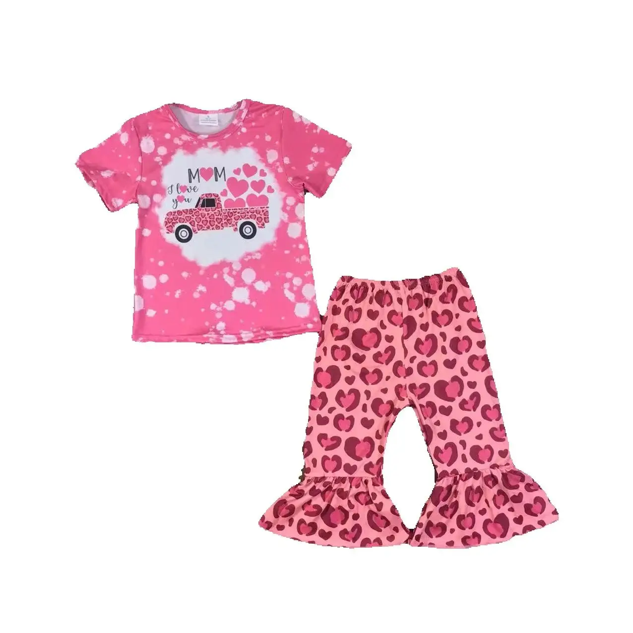 Valentine's day girl baby long Sets top and pants childrens love romantic clothes love suit