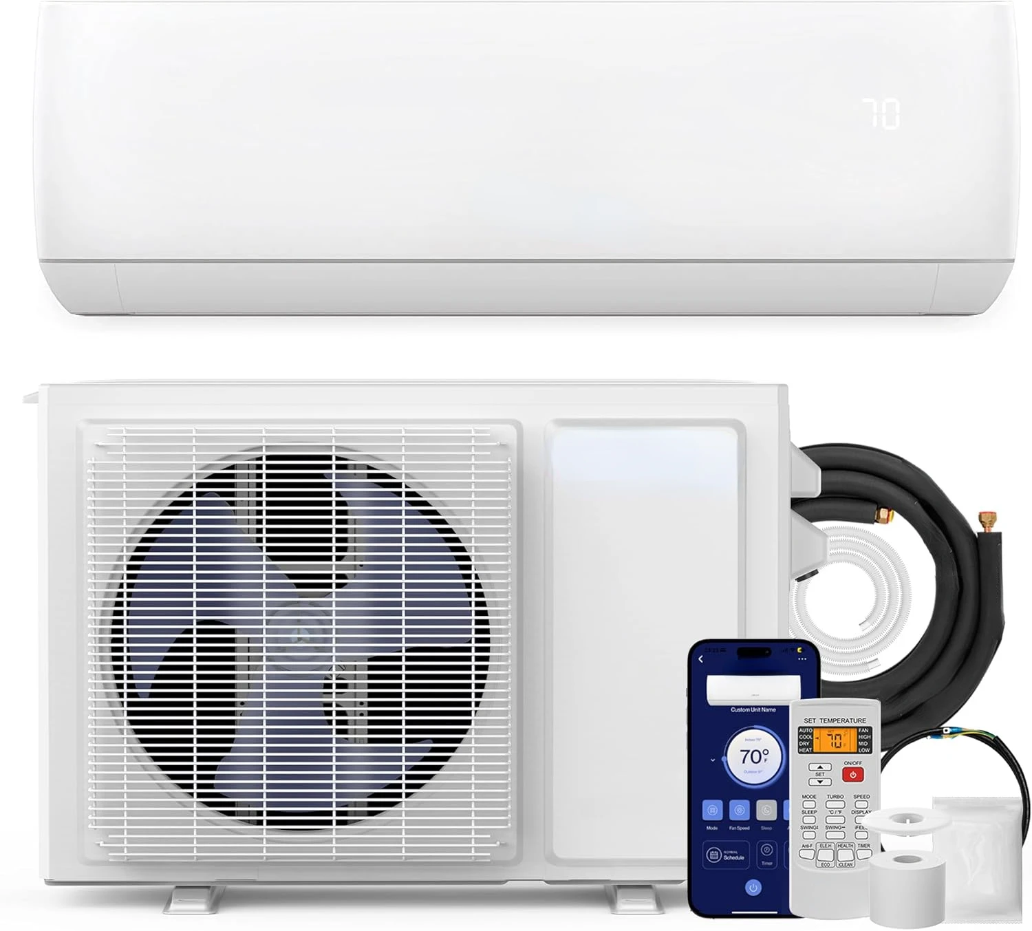 Motto Series 18000 BTU Wifi Enabled Mini Split 19 SEER2 Cools Up to 1000 Sq.Ft, 208-230V, Works with Alexa