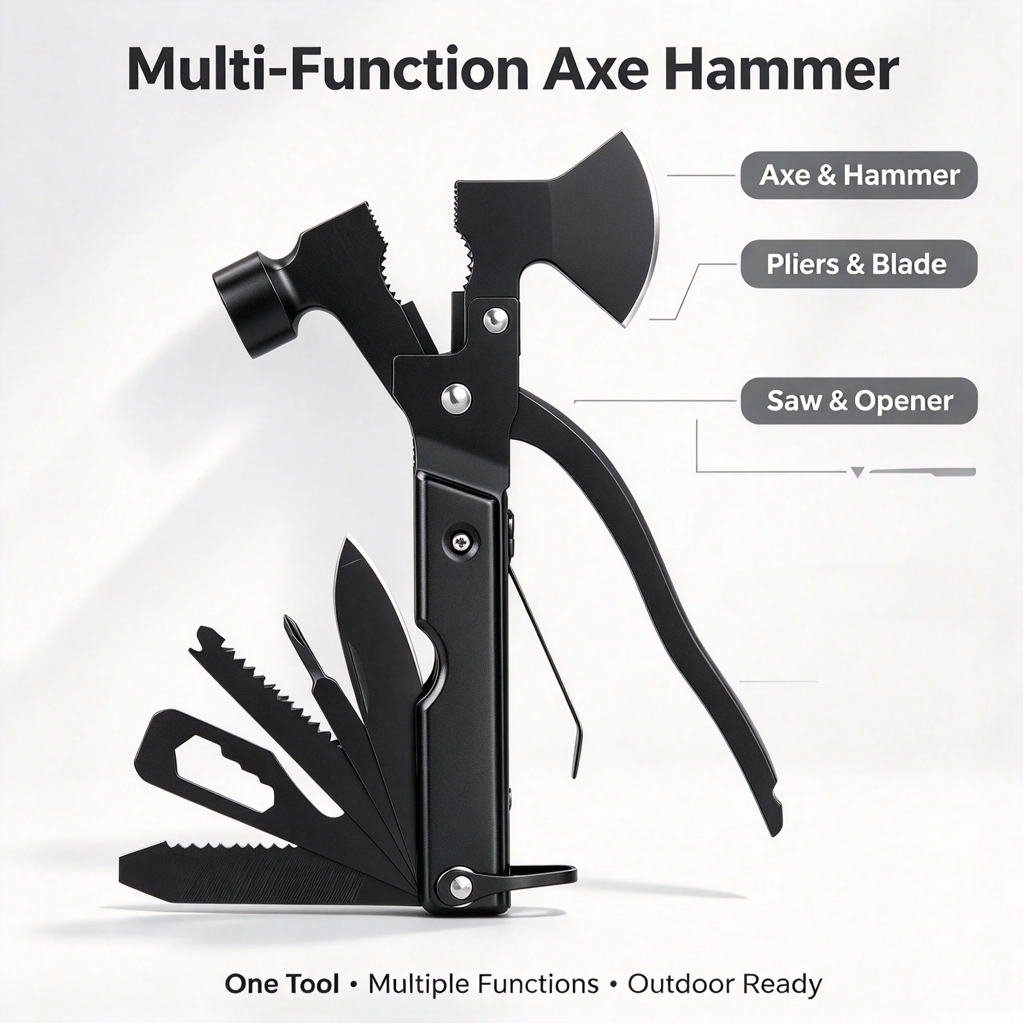 Multifunctional Axe Hammer Emergency Tent Stake Hammer Outdoor Camping Tool Survival Accessory For Hiking Backpacking Gift
