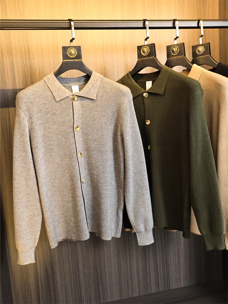 

Faionable Urban Loose Knitted Sweater for Men in Color with Collar Autumn Collection Comfortable Long Sve Cardigan