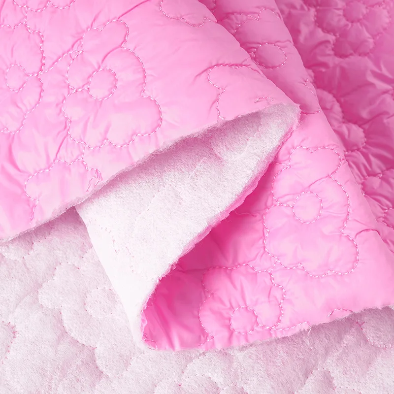 7colors Flower Quilted Cotton Fabric Candy Colored Cotton Clip Embroidered Fabric Fall Warm for DIY Winter Sewing Cloth 0.5/1/2m - view 2