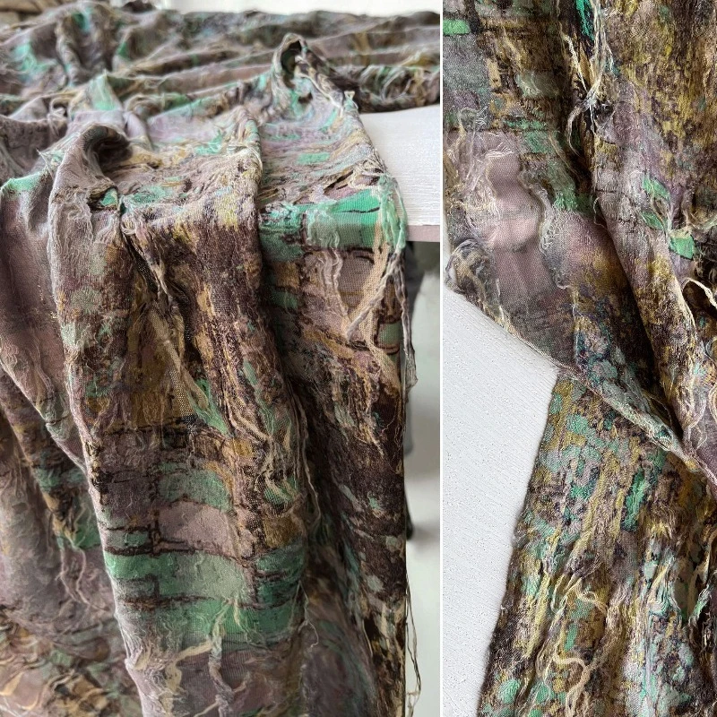 

Thread Fringe Printing Knitted Fabric for Washed Half Skirt Handmade DIY Clothing Designer Fabrics By The Meter Diy Sewing Cloth