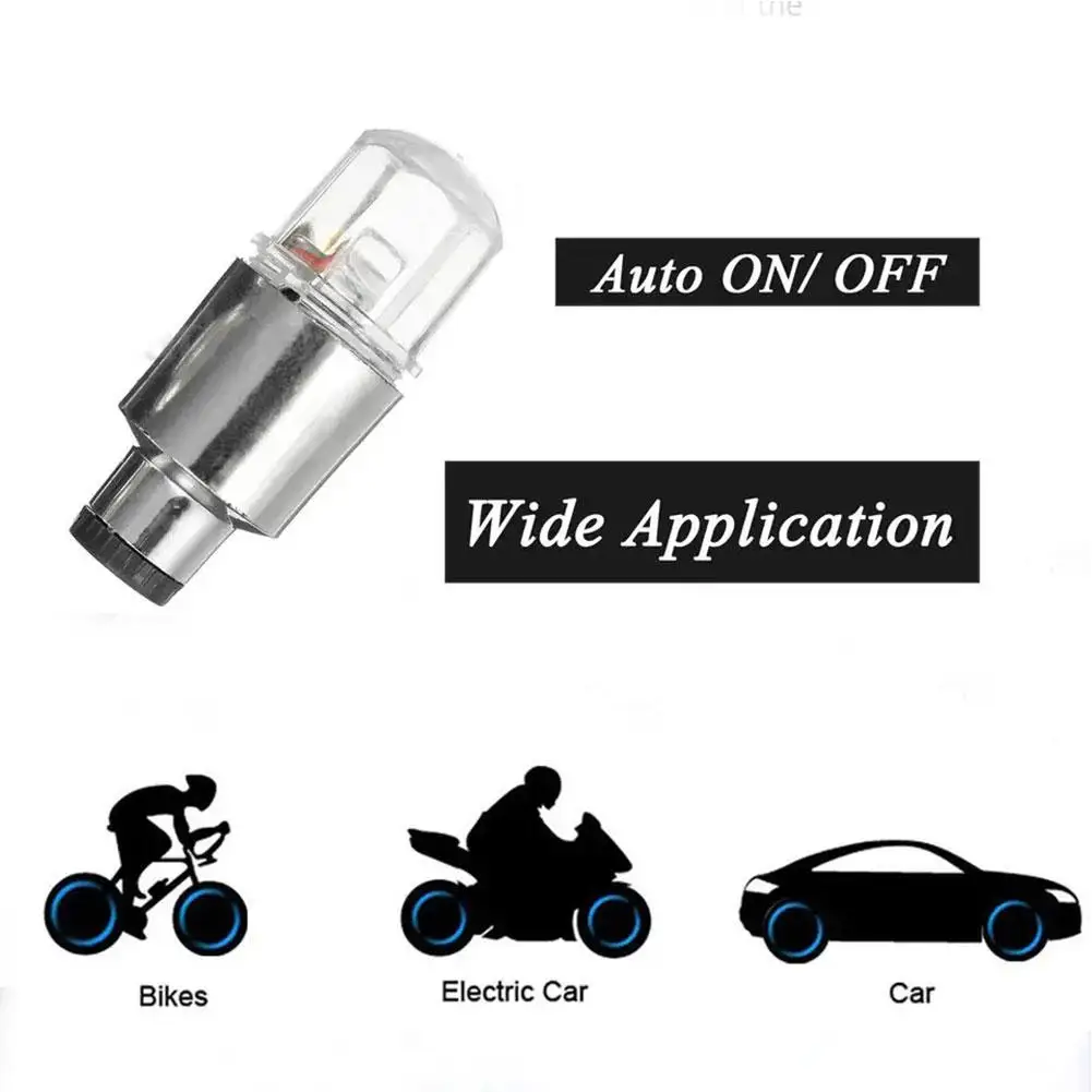 4PCS Colorful Gas Nozzle Lamp Car Auto Wheel Tire Tyre Air Valve Stem LED Light Cap Cover Accessories For Bike Car Motorcycle