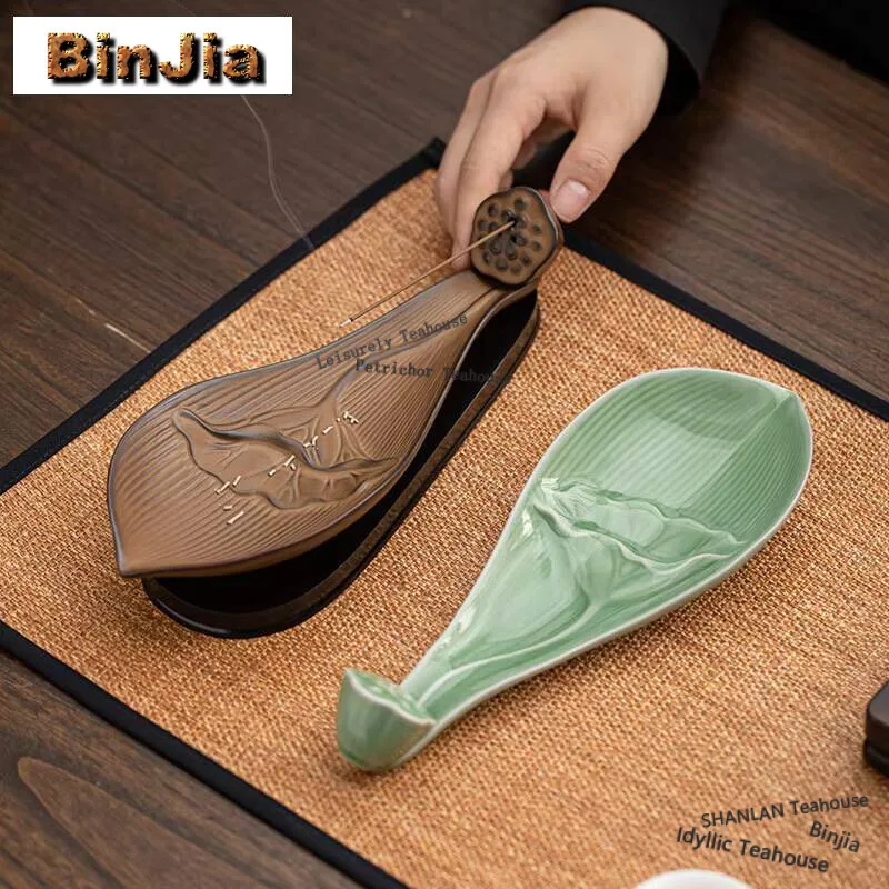Lotus Boat Incense Insert Ceramic Aromatherapy Furnace Zen Burner Agarwood Sandalwood Stove Base Tea Ceremony