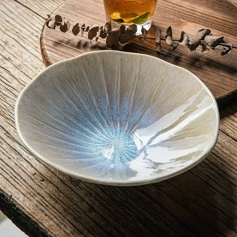 

Household 7.5-inch Irregular Salad Ceramic Conical Bowl Clubhouse Artistic Dish Bowl Dessert Plate Kitchen Tableware Accessories