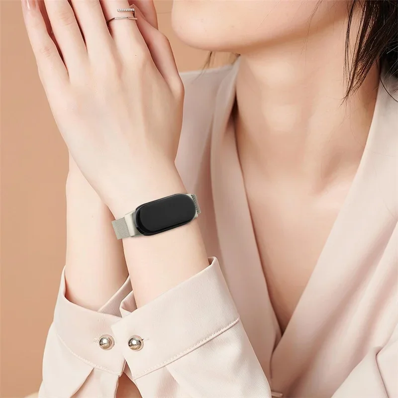 حزام معدني من الفولاذ المقاوم للصدأ لسوار Xiaomi Mi Band 9 الذكي البديل لملحقات الساعة الذكية correa Mi band 8-9 Watchband