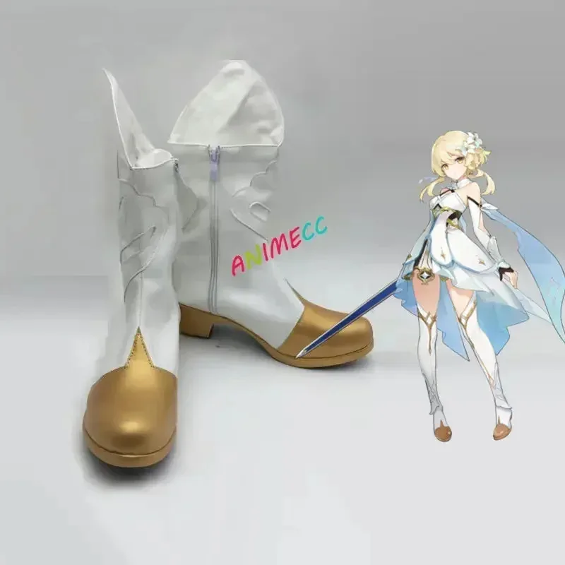 Genshin Impact-zapatos de Cosplay para mujer, botas Lumine de viajero hechas a mano, se aceptan personalización, Sizev;2,r'6;t.