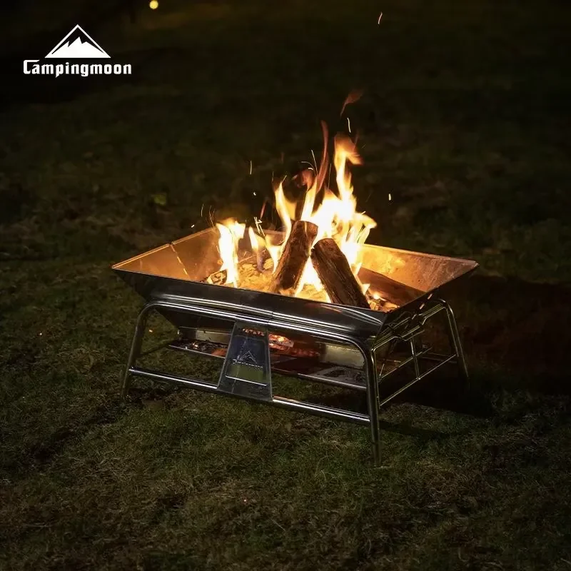 Standing BBQ Grill Portable Wood Stove Fire Pit Burner Charcoal Oven Outdoor 304 Stainless Steel Folding Grill With Storage