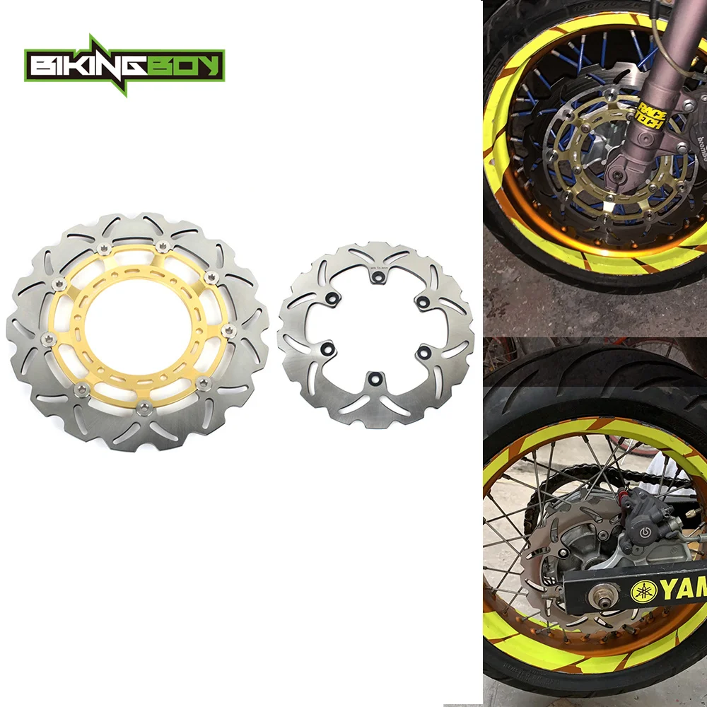 BIKINGBOY Front Rear Brake Discs Disks Rotors For XT660X Supermoto 04 05 06 07 08 09 10 11 12 13 14 15 16 17 18 19 20 21 22 23