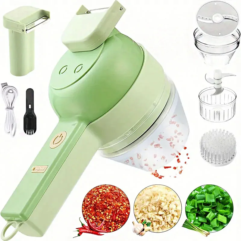 

Gatling Vegetable Cutter Electric Vegetable Cutter Set Vegetable Chopper Meat Garlic Chopper with Brush Kitchen Accessories