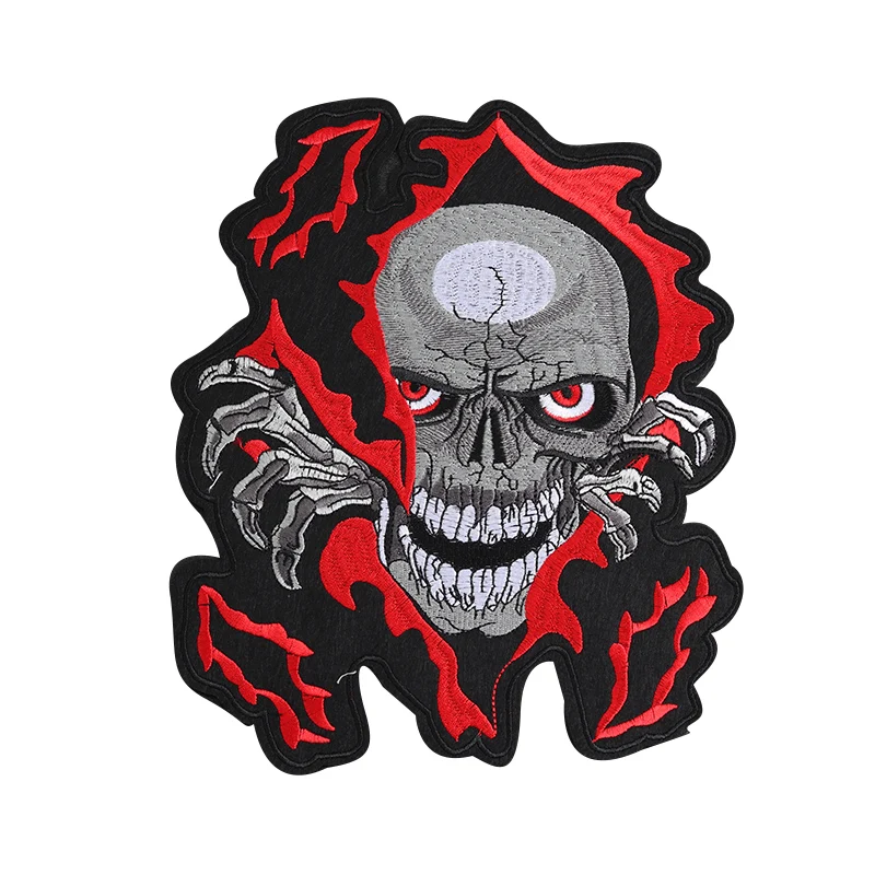 Red Punk Skull Tear Rozmiar: 29.8x24CM Punk Patch na odzież Żelazko na haftowanej aplikacji odznaka na kurtce Akcesoria do majsterkowania