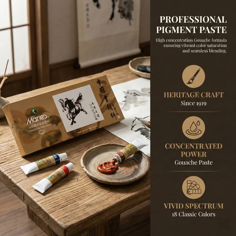 Marie's Chinese Painting Paint Student Practice Set 12/18/24/ 36 Colors Boxed Mountain Ink Painting Art Supplies