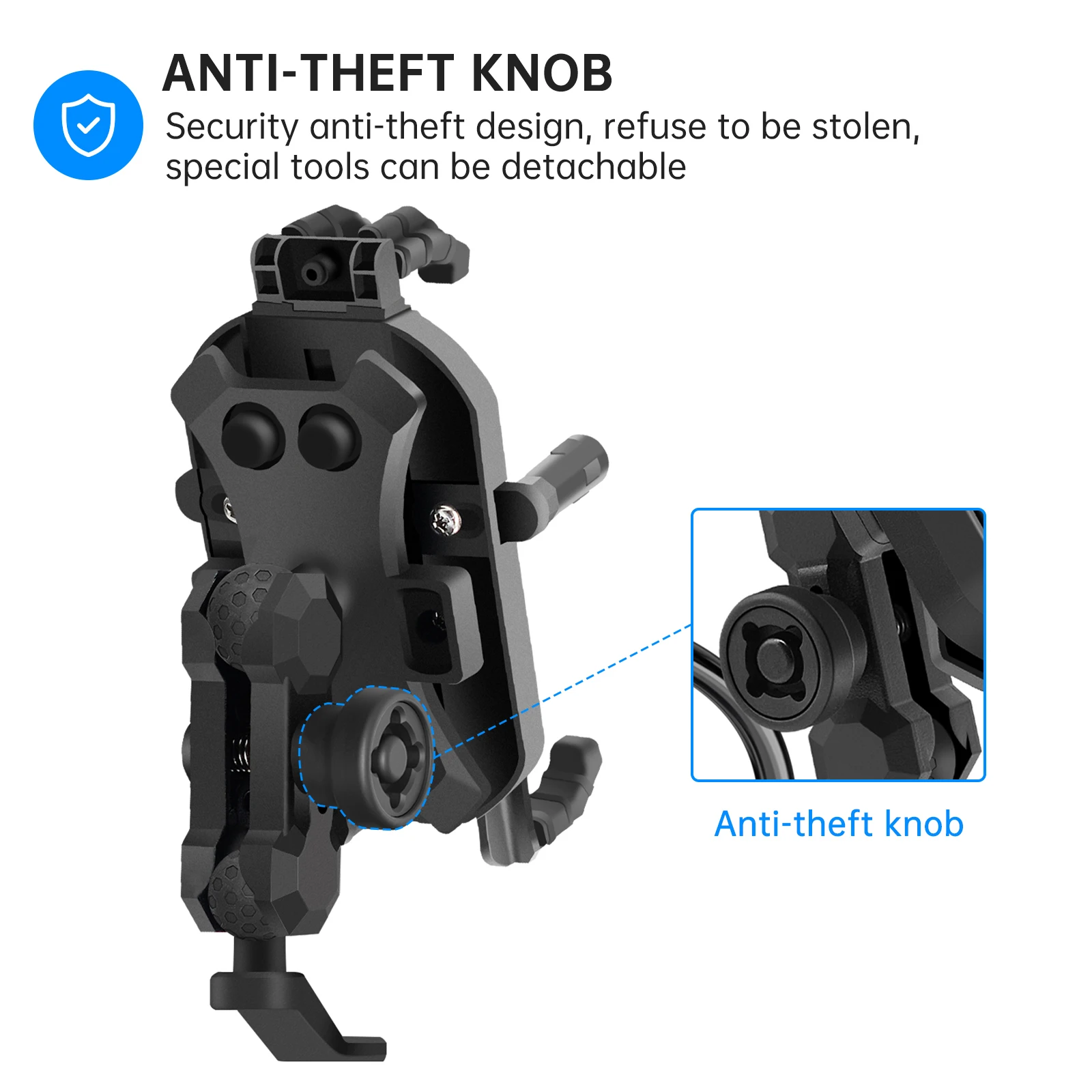 Motorcycle Phone Holder Anti Handlebar Phone Mount 360 Rotatable Shock Absorption Bike Phone Holder for 3.5-7.2inch Smartphone