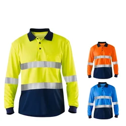 Safety Shirt High Visibility - Reflective Polo Shirt Long Sleeve for Men and Womens Reflective Vest Security Protection