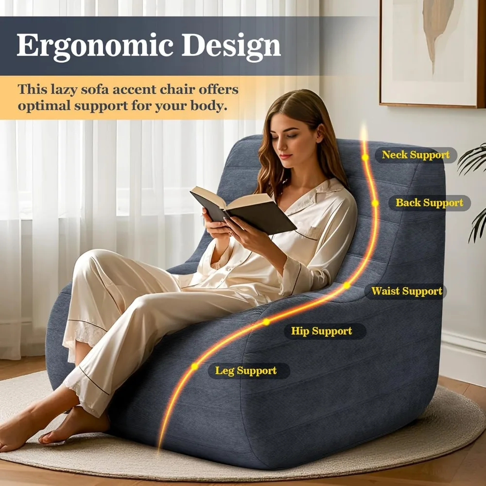 Chaise de pouf, pouf au bord de feu, canapé paresseux, grand canapé de sol, chaise longue en mousse à mémoire de forme pour chambre à coucher, salon R