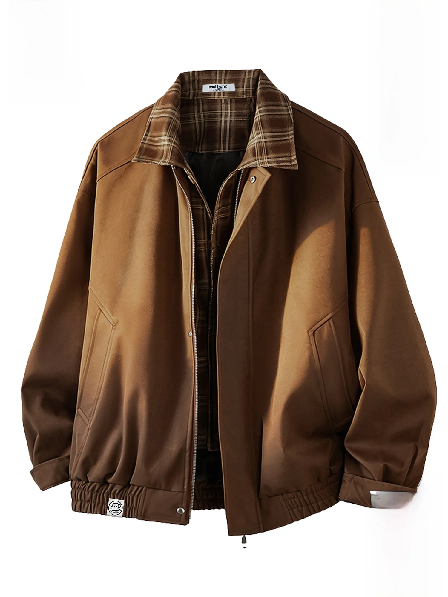 

PaulFrank Winter Plaid Splicing Loose Men's Jaet Fce Lined Thi Casual Outerwear Youth Faion Polyester Fiber