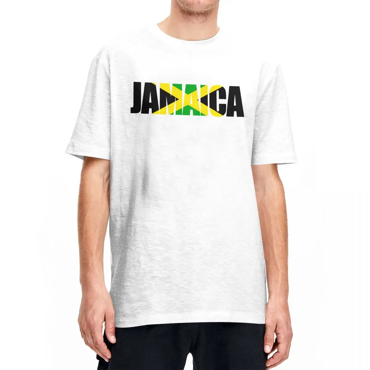 Haikyuu T Shirt Jamaica Flag Cotton T Shirts Jamaican Text Word Art Novelty Tee Shirt for Men Beach Aesthetic Short Sleeve Tees