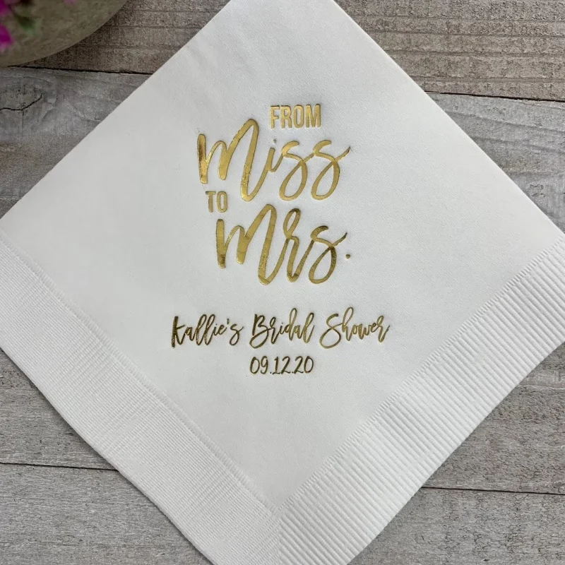 

50pcs Personalized Napkins Bridal Shower From MISS to MRS Custom Printed Monogram Napkins Personalized Wedding Napkins