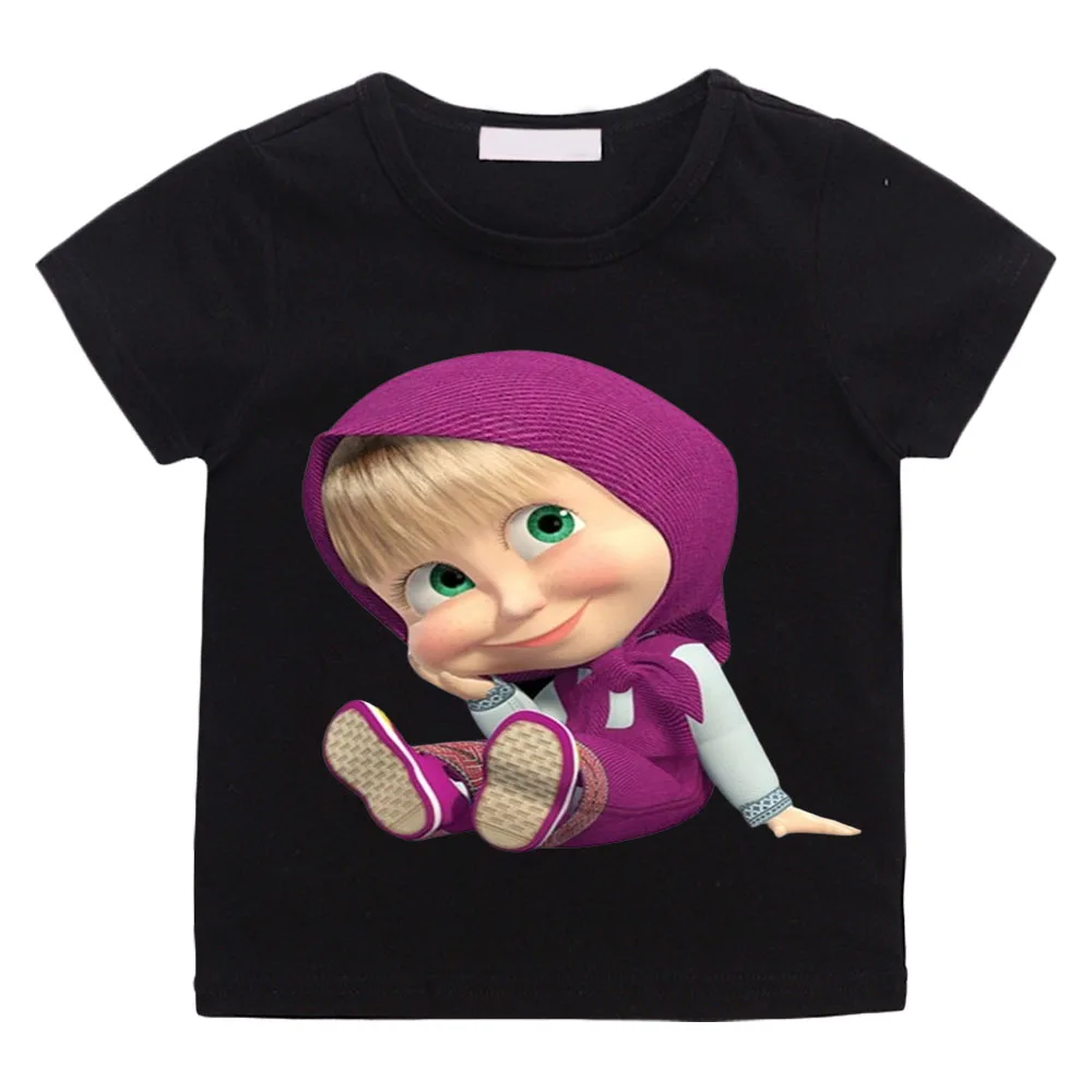 Anime Mashas Little Girls T Shirt Boys Funny Casual Clothes Baby Tops Children Summer Short Sleeve Cartoon Sudadera Tee-shirt