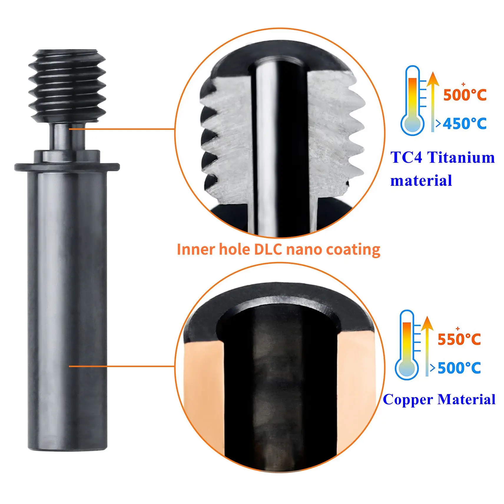 Improved Nano Coated Neo Bimetal Heatbreak All Metal F/ Creality Ender 3 V2 Neo / Max CR6 SE/Max/CR-5 PRO, CR10 Smart 3D Printer