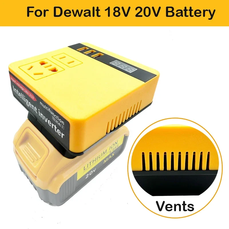 120W Outdoor Power Inverter DC 18V To 220V Inverter Adapter Power Supply Inverter For Home Appliances For Dewalt 18V 20V Battery