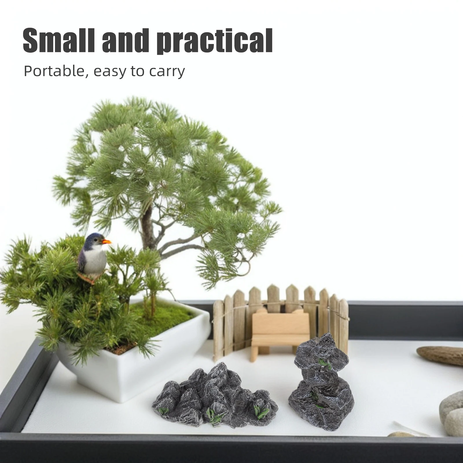 

2Pcs Landscape naments Resin Rock Statues Mountain Decor Home Office Garden Bonsai Accessories Tank Fish Aquarium