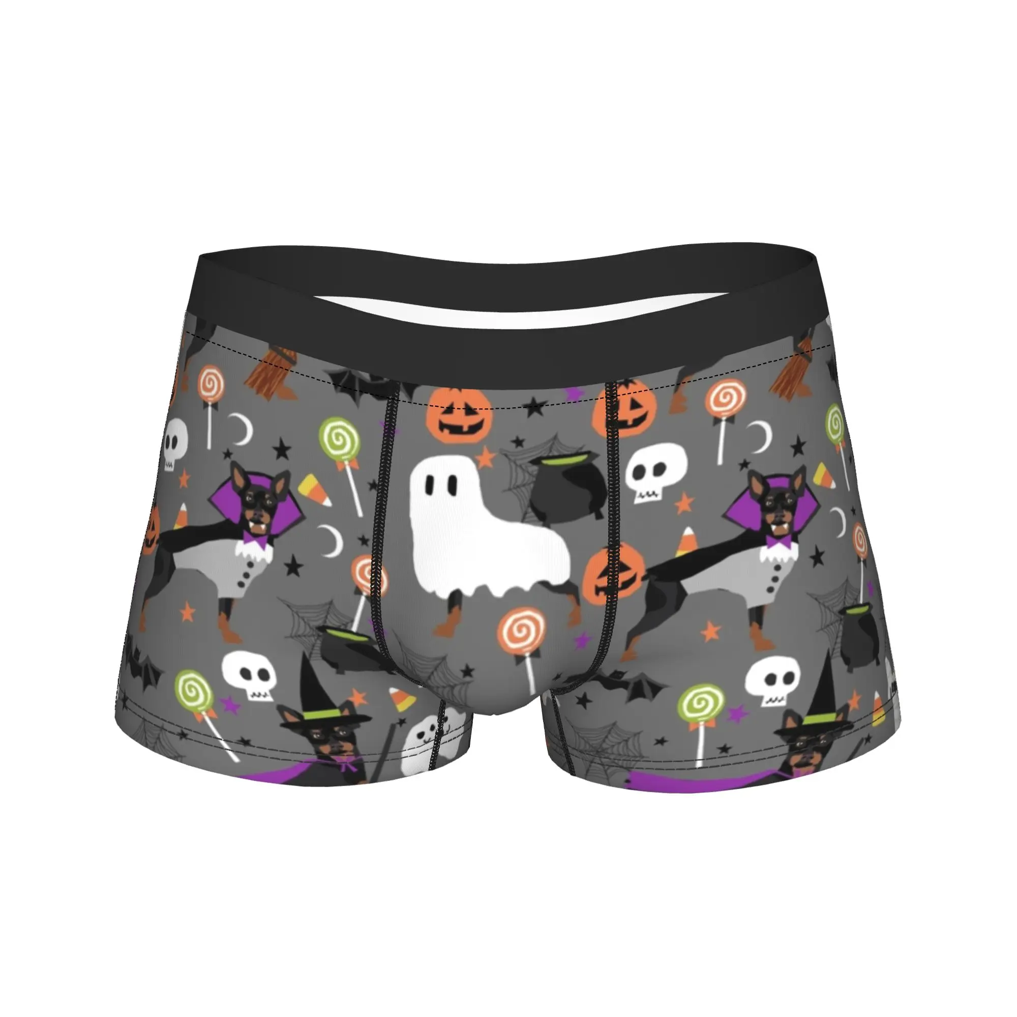 Men's Cartoon Halloween Ghost Pumpkin Long Underwear  Funny Boxer Briefs Shorts Panties Male Soft Underpants M-XXL