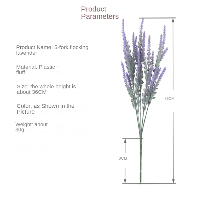 Artificial Flowers Flocked Plastic Lavender Bundle Fake Plants Wedding Bridle Bouquet Indoor Outdoor Home Kitchen Office Table