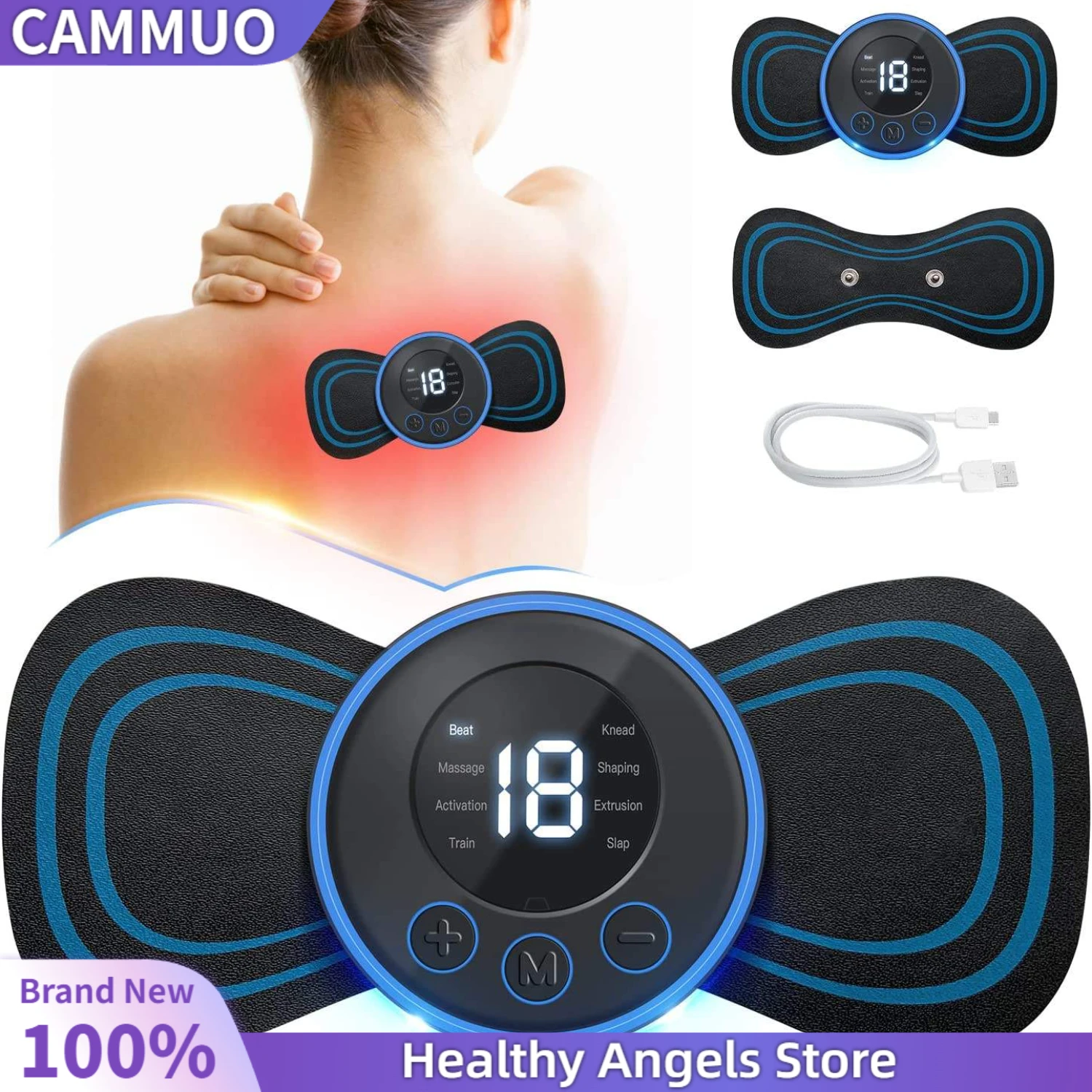 

EMS Neck Massager 8 Modes 19 Gears Muscle Stimulator Massage Patch Low Frequency Pulse Massage Pads Pain Relief Relaxation Tool