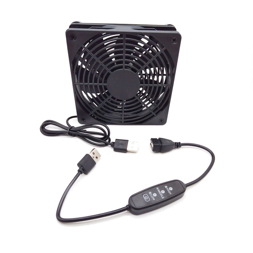 5V USB Powered Fan 120mm USB Router Fan 100CFM Airflow 2000RPM To 2300RPM 5V USB Power 80cm Cable Length ABS Material