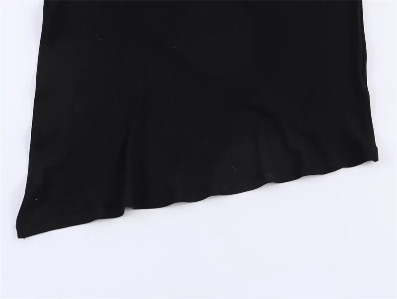Women's Top 2026 Spring New Style Black Short-Sleeve High-Neck Asymmetrical Pleated Decorative Top Elegant and Stylish Personal image 5