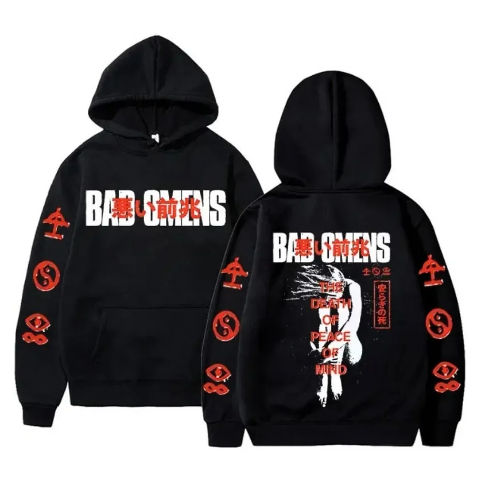 Bad Omens Band Tour American Music Print Hoodie The Death of Peace of Mind Skeleton Graphic Hoodies Male Rock Gothic Sweatshirts