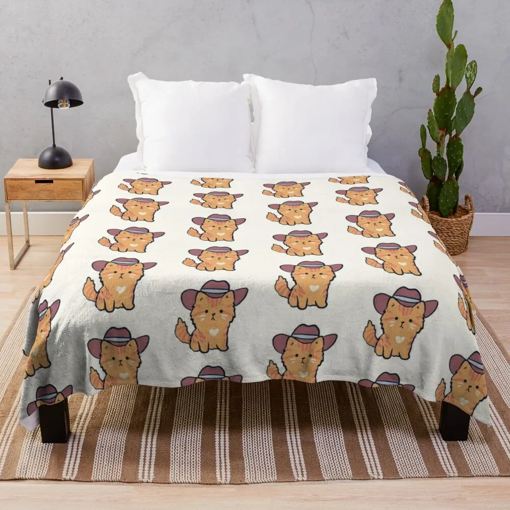 Cute Cowboy cat Throw Blanket Lightweight Cozy Blanket for Bed Sofa