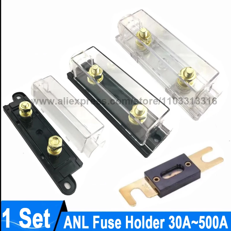 1Set ANL Fuse Holder Bolt-on Car Fuse Holders 30A 40A 60A 80A 100A 120A 150A 200A 250A 300A 350A 400A 450A 500A ANL Fuse Holders