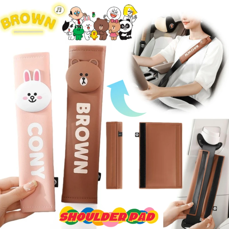 Brown Cony Sally Choco Creative Cartoon Car Seat Belt Shoulder Cover Soft Anti-Choke Protective Cover Decorative Exquisite Gift