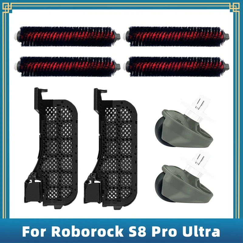 For Roborock S8 Pro Ultra Accessories Cleaning Tank Filter High Speed Cleaning Rolling Brush Front Wheel Caster-A06P