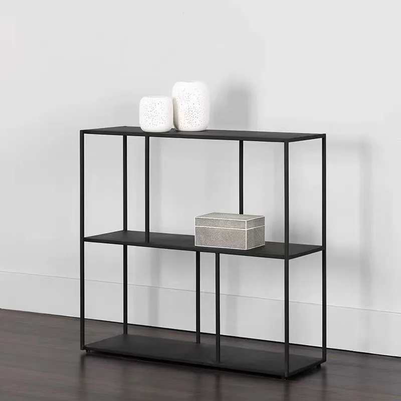 Factory custom wrought iron shelves, simple modern living room creative small floor bookshelf, Nordic floor entrance cabinet