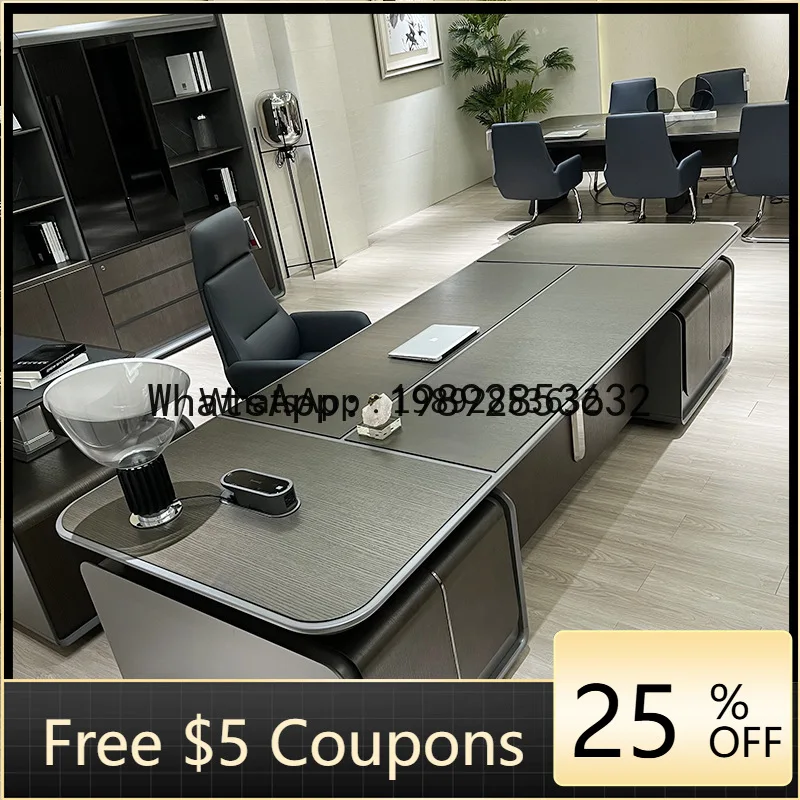 O2-10  Smart Adjustable Executive Desk High-End Elegant Boss Desk President Desk Wireless Smart Office