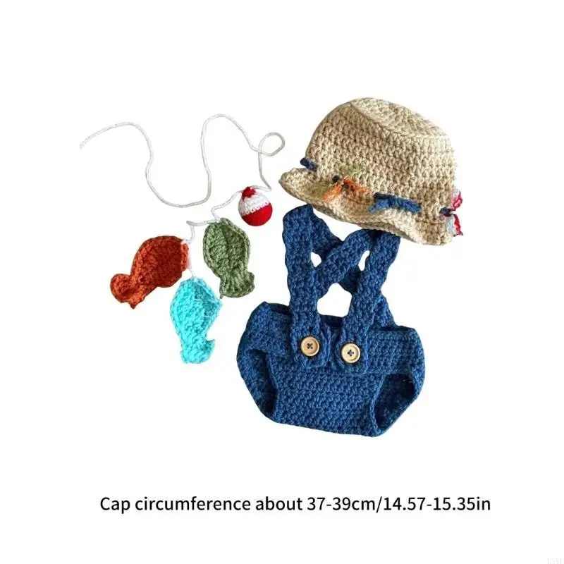 ملابس L5YF للتصوير الفوتوغرافي لحديثي الولادة دعائم للتصوير الفوتوغرافي ملابس تنكرية للأطفال مستلزمات الرضع قبعة محبوكة ورومبير #6