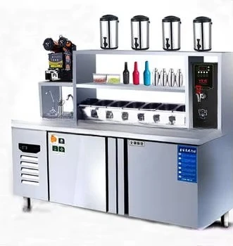 

For Stainless Steel Coffee Benches Tablet Display Bar Refrigerated Frozen Bubble Tea Working m