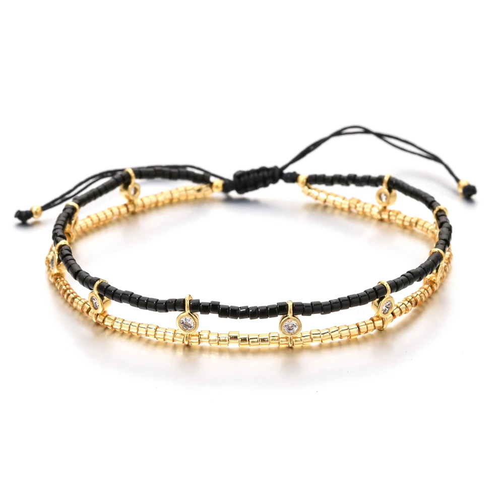 Boho Crystal Gold Color Tiny Dainty Bracelet For Fashion Women Colorful Design Summer Jewelry Miyuki Delica Bead Handmade