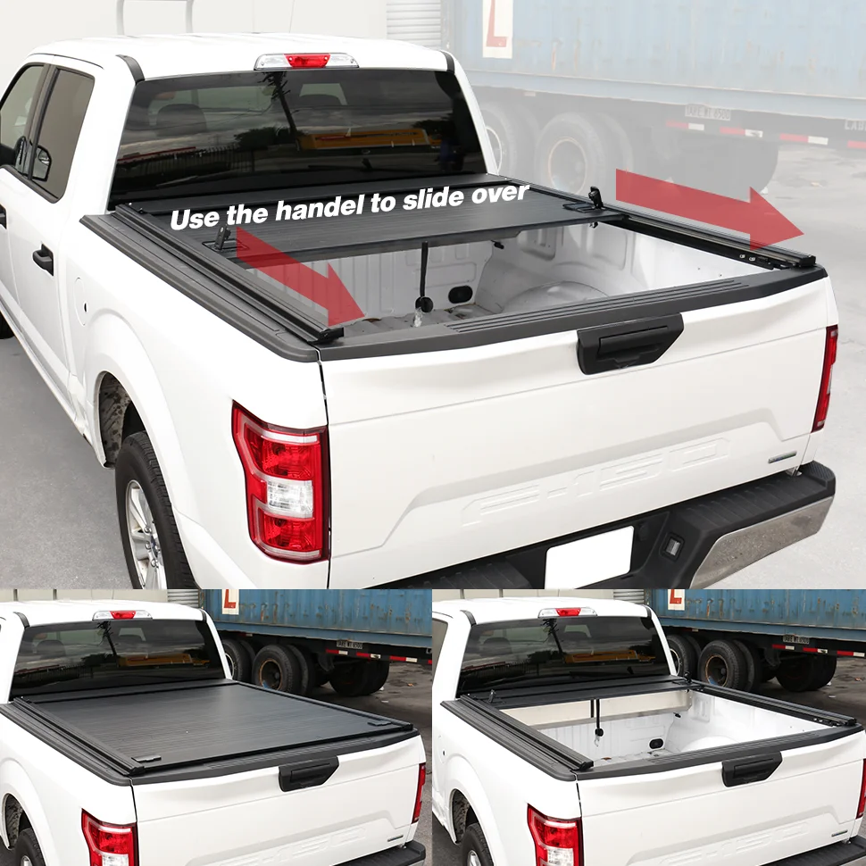 Retractable Hard Tonneau Cover for mitsubishi triton triton 2024 Truck Bed Matte Black Aluminum Low Profile Waterproof