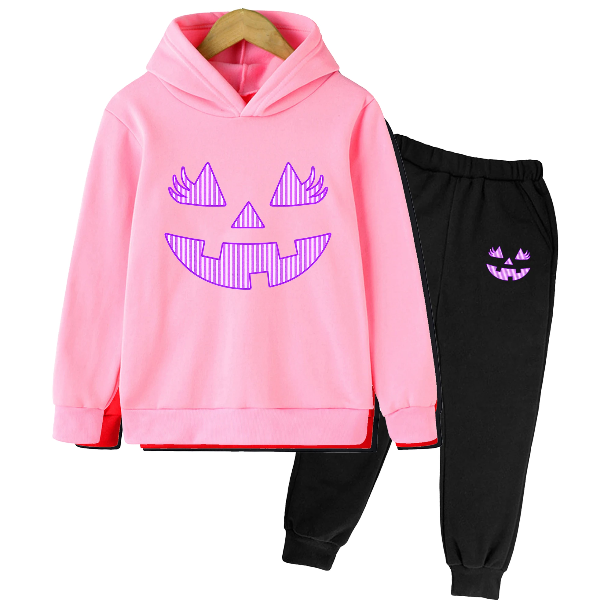 Kids Hoodies Sweatshirts Tracksuit Kawaii Jack O Lantern Printed Halloween Spooky Gift Children Clothing Outfits For 3-14Y